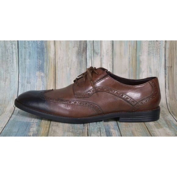Clarks Tor England British Toe Wingtip Oxfords Size 9.5 Brown Leather Shoes main image 4